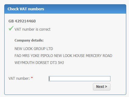 Vat number check online